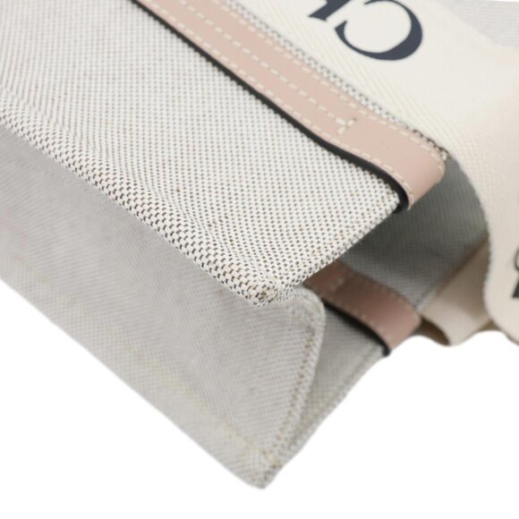 Chloe Woody Linen Canvas Tote Bag Beige - Picture 5 of 14